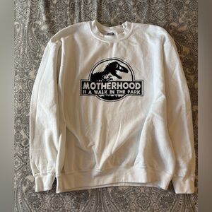 Gildan Heavy Blend White Sweatshirt with T-Rex Graphic Women’s Medium